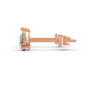 Pear Cut Real Moissanite 3 Prong Solitaire Stud Earrings Screw Back 14K Gold Plated